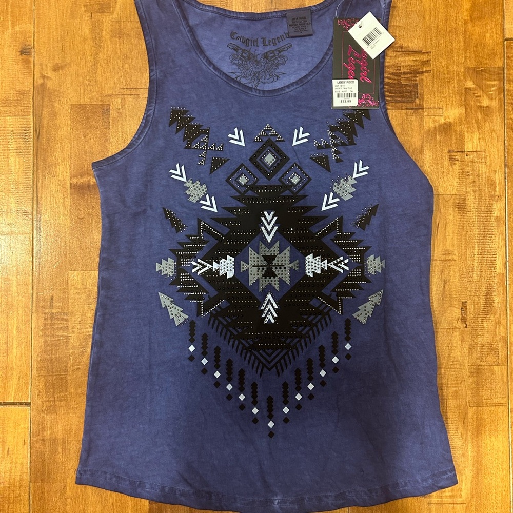 NWT blue western tank top